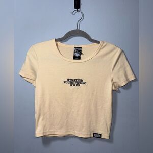 Broken Promises Cropped ribbed “Whatever you’re feeling it’s ok” Top Size L EUC